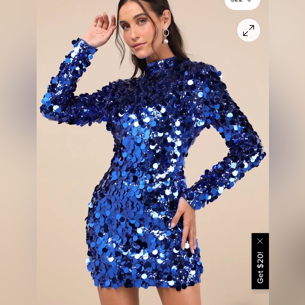 Lulu's Brilliant Behavior Royal Blue Sequin Backless Mini Dress